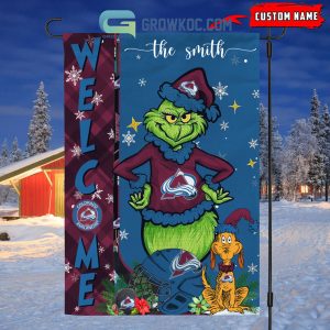 Colorado Avalanche Grinch Christmas Personalized House Garden Flag Canvas