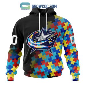 Columbus Blue Jackets Puzzle Design Autism Awareness Personalized Hoodie Shirts