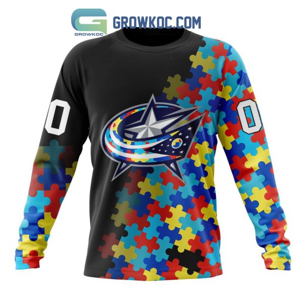 Columbus Blue Jackets Puzzle Design Autism Awareness Personalized Hoodie Shirts