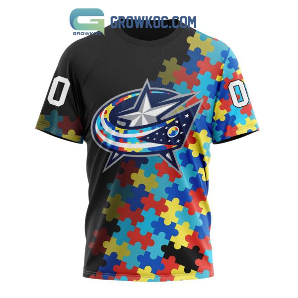 Columbus Blue Jackets Puzzle Design Autism Awareness Personalized Hoodie Shirts