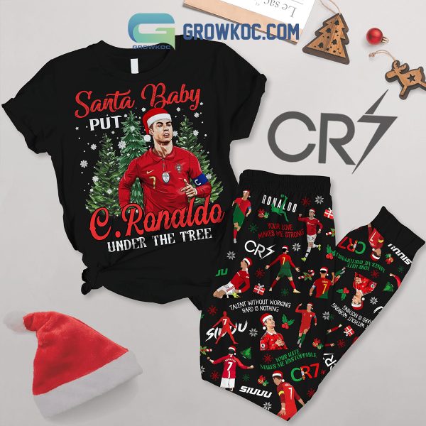 Cristiano Ronaldo Santa Put CR7 Under The Tree Fleece Pajamas Set