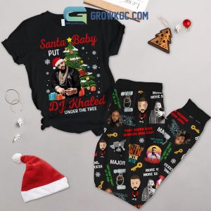 DJ Khaled Under The Tree Santa Christmas Fleece Pajamas Set