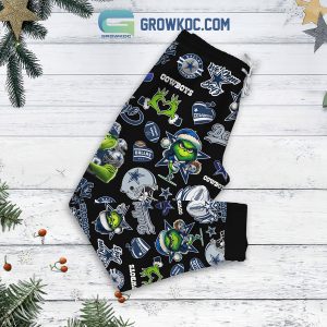 Dallas Cowboys Coffee All I Need Grinch Fleece Pajamas Set Long Sleeve