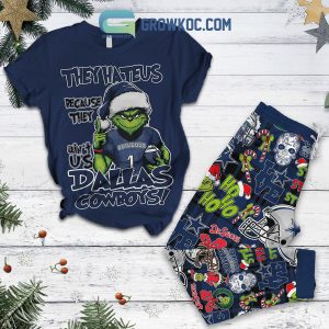 Dallas Cowboys Grinch Hate Us Christmas Fleece Pajamas Set