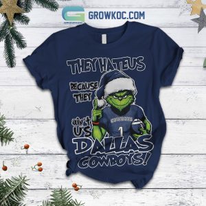 Dallas Cowboys Grinch Hate Us Christmas Fleece Pajamas Set