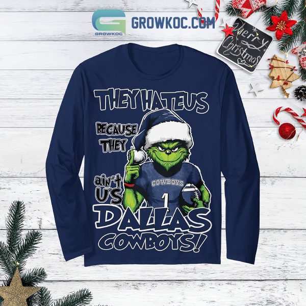 Dallas Cowboys Grinch Hate Us Christmas Fleece Pajamas Set