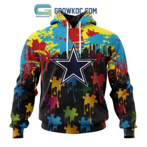 Dallas Cowboys Personalized Autism Awareness Puzzle Painting Hoodie Shirts