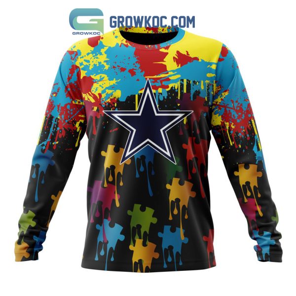 Dallas Cowboys Personalized Autism Awareness Puzzle Painting Hoodie Shirts