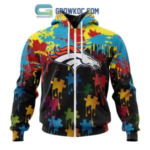 Denver Broncos Personalized Autism Awareness Puzzle Painting Hoodie Shirts