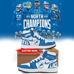 Detroit Lions 2023 NFC North Champions Personalized Air Jordan 1 Shoes