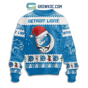 Detroit Lions Grateful Dead Personalized Christmas Ugly Sweater