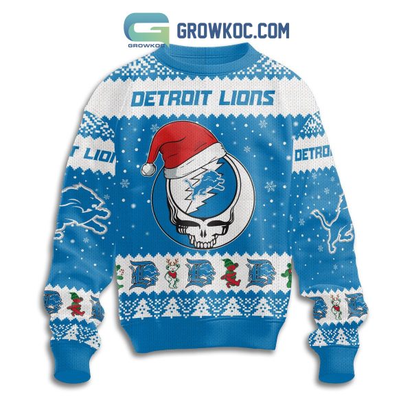 Detroit Lions Grateful Dead Personalized Christmas Ugly Sweater