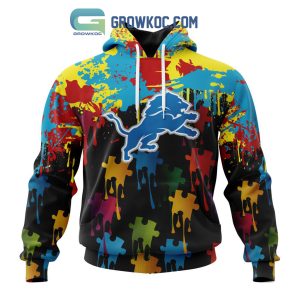 Detroit Lions Personalized Autism Awareness Puzzle Painting Hoodie Shirts