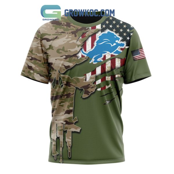 Detroit Lions Personalized Veterans Camo Hoodie Shirt