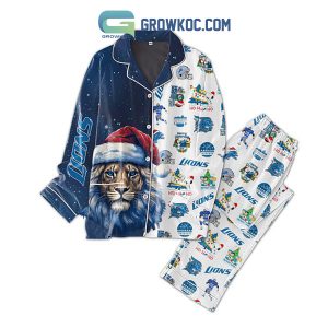 Detroit Lions Roary The Mascot Christmas Polyester Pajamas Set