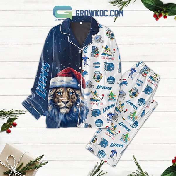 Detroit Lions Roary The Mascot Christmas Polyester Pajamas Set