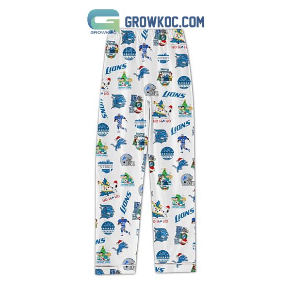 Detroit Lions Roary The Mascot Christmas Polyester Pajamas Set