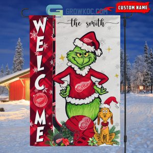 Detroit Red Wings Grinch Christmas Personalized House Garden Flag Canvas