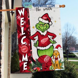 Detroit Red Wings Grinch Christmas Personalized House Garden Flag Canvas