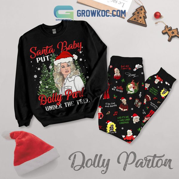 Dolly Parton Under The Christmas Tree Fleece Pajamas Set