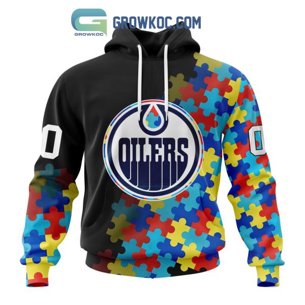 Edmonton Oilers Puzzle Design Autism Awareness Personalized Hoodie Shirts