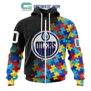 Edmonton Oilers Puzzle Design Autism Awareness Personalized Hoodie Shirts