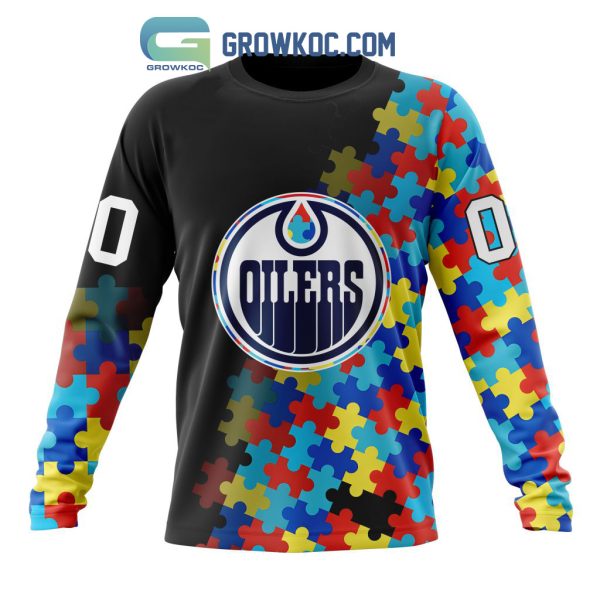 Edmonton Oilers Puzzle Design Autism Awareness Personalized Hoodie Shirts