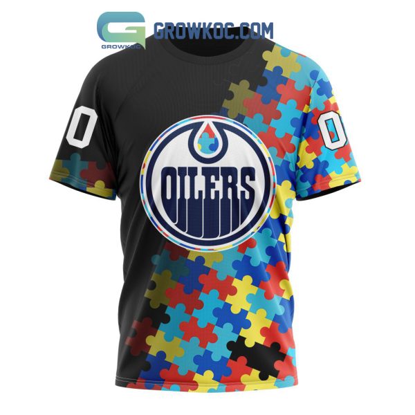 Edmonton Oilers Puzzle Design Autism Awareness Personalized Hoodie Shirts