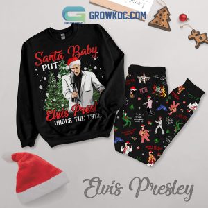 Elvis Presley Under The Christmas Tree Fleece Pajamas Set