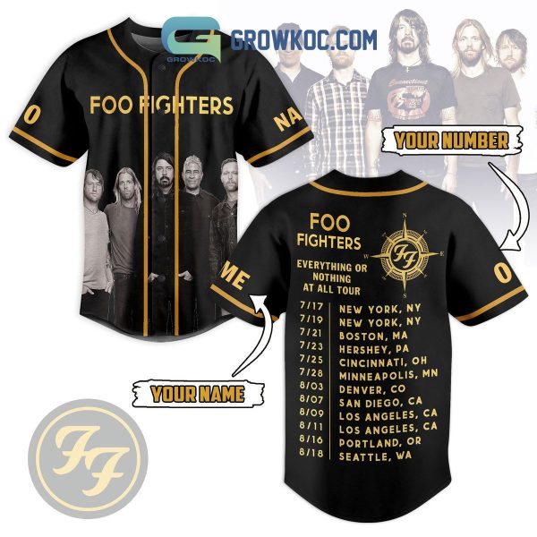 Foo Fighters Everything Or Nothing At All Tour Personalized Baseball Jersey