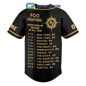 Foo Fighters Everything Or Nothing At All Tour Personalized Baseball Jersey
