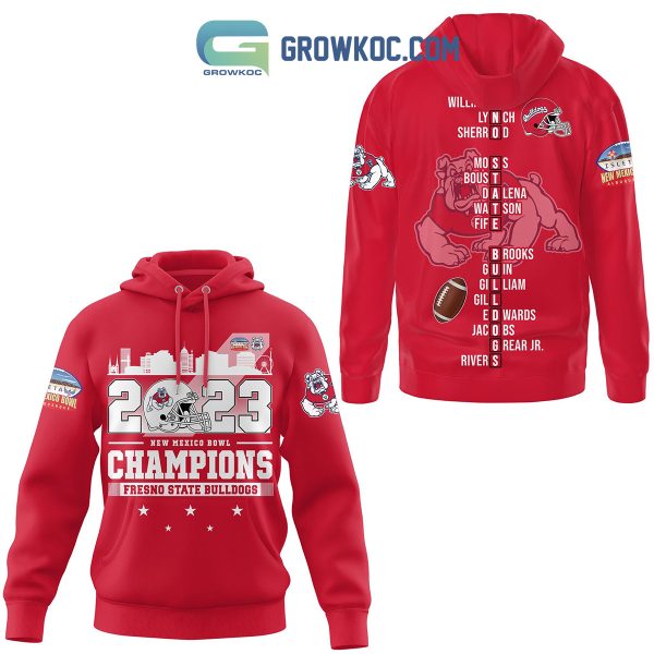 Fresno State Bulldogs 2023 New Mexico Bowl Champions Hoodie Shirts Red