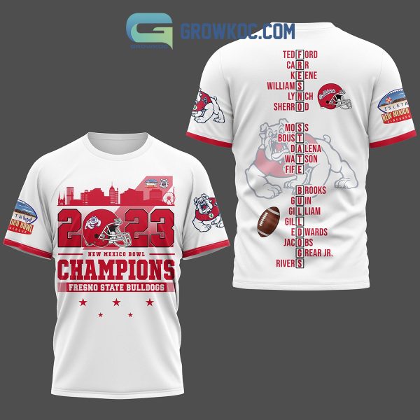 Fresno State Bulldogs 2023 New Mexico Bowl Champions White Hoodie Shirts