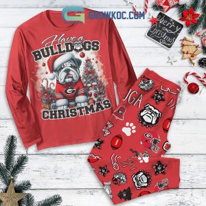 George Bulldogs Have A Bulldogs Christmas Fleece Pajamas Set Long Sleeve