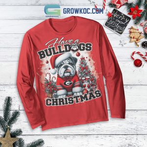 George Bulldogs Have A Bulldogs Christmas Fleece Pajamas Set Long Sleeve
