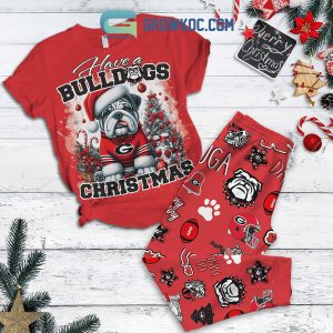 George Bulldogs Have A Bulldogs Christmas Fleece Pajamas Set