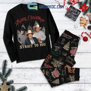 George Strait To You Merry Christmas Fleece Pajamas Set Long Sleeve