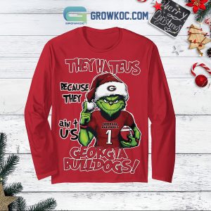 Georgia Bulldogs Grinch Hate Us Christmas Fleece Pajamas Set Long Sleeve