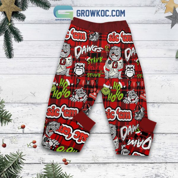 Georgia Bulldogs Grinch Hate Us Christmas Fleece Pajamas Set