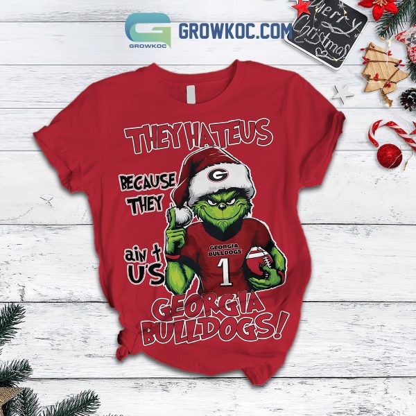 Georgia Bulldogs Grinch Hate Us Christmas Fleece Pajamas Set