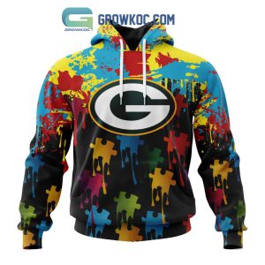 Green Bay Packers Personalized Autism Awareness Puzzle Painting Hoodie Shirts