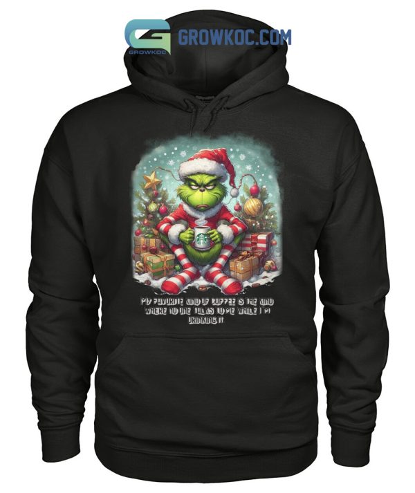 Grinch Drinks Starbucks Coffee In The Christmas Holiday T Shirts