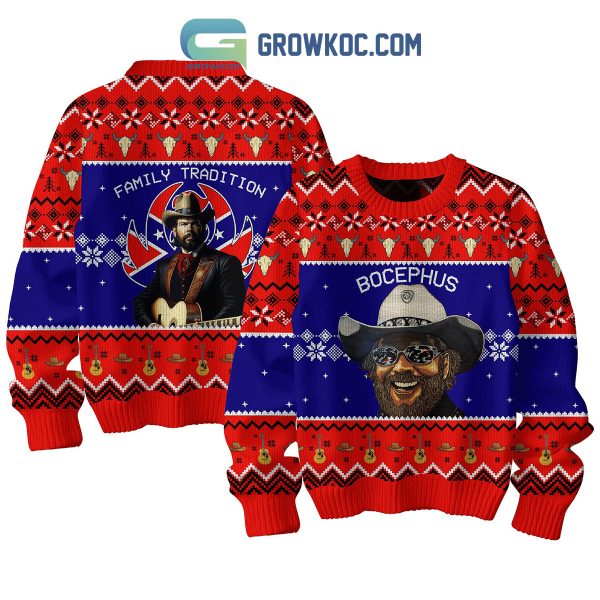 Hank Williams Jr. Bocephus Family Tradition Christmas Ugly Sweater