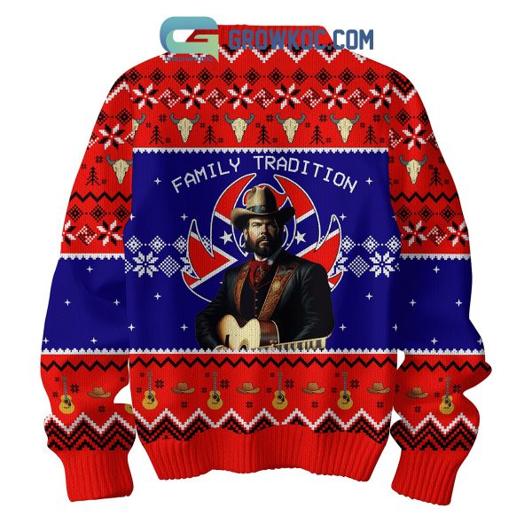 Hank Williams Jr. Bocephus Family Tradition Christmas Ugly Sweater