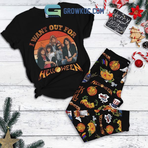 Helloween Band Rock And Roll Fleece Pajamas Set