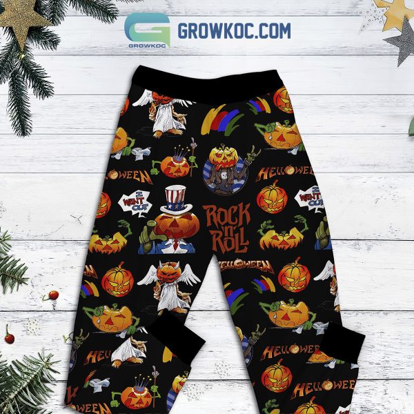 Helloween Band Rock And Roll Fleece Pajamas Set