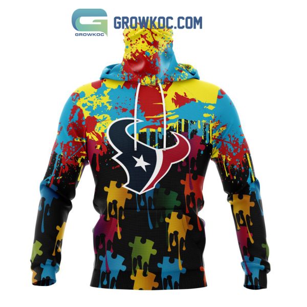 Houston Texans Personalized Autism Awareness Puzzle Painting Hoodie Shirts