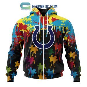 Indianapolis Colts Personalized Autism Awareness Puzzle Painting Hoodie Shirts