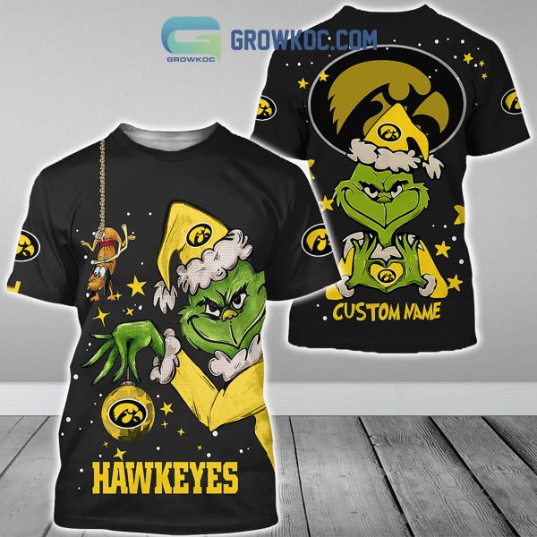 Iowa Hawkeyes Grinch Christmas Personalized NCAA Hoodie Shirts