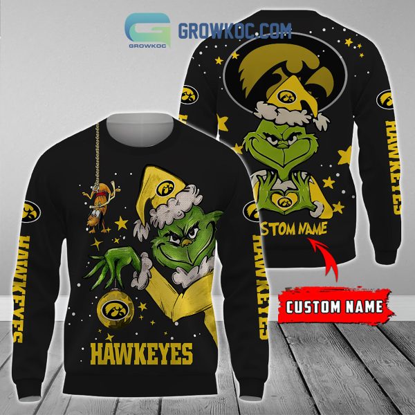 Iowa Hawkeyes Grinch Christmas Personalized NCAA Hoodie Shirts